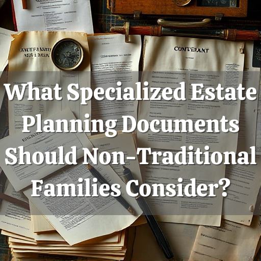 Scattered estate planning documents, including covenants, emphasize the importance of specialized paperwork for non-traditional families.