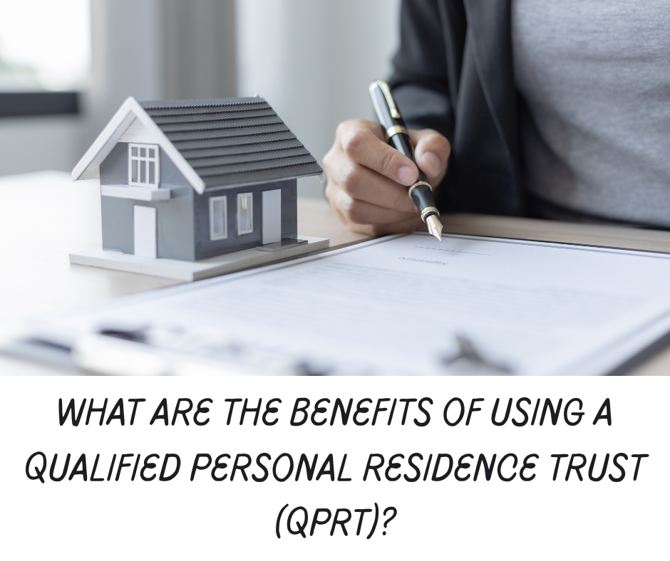 Person signing documents related to a Qualified Personal Residence Trust (QPRT), accompanied by a small house model. Focus on estate planning benefits.